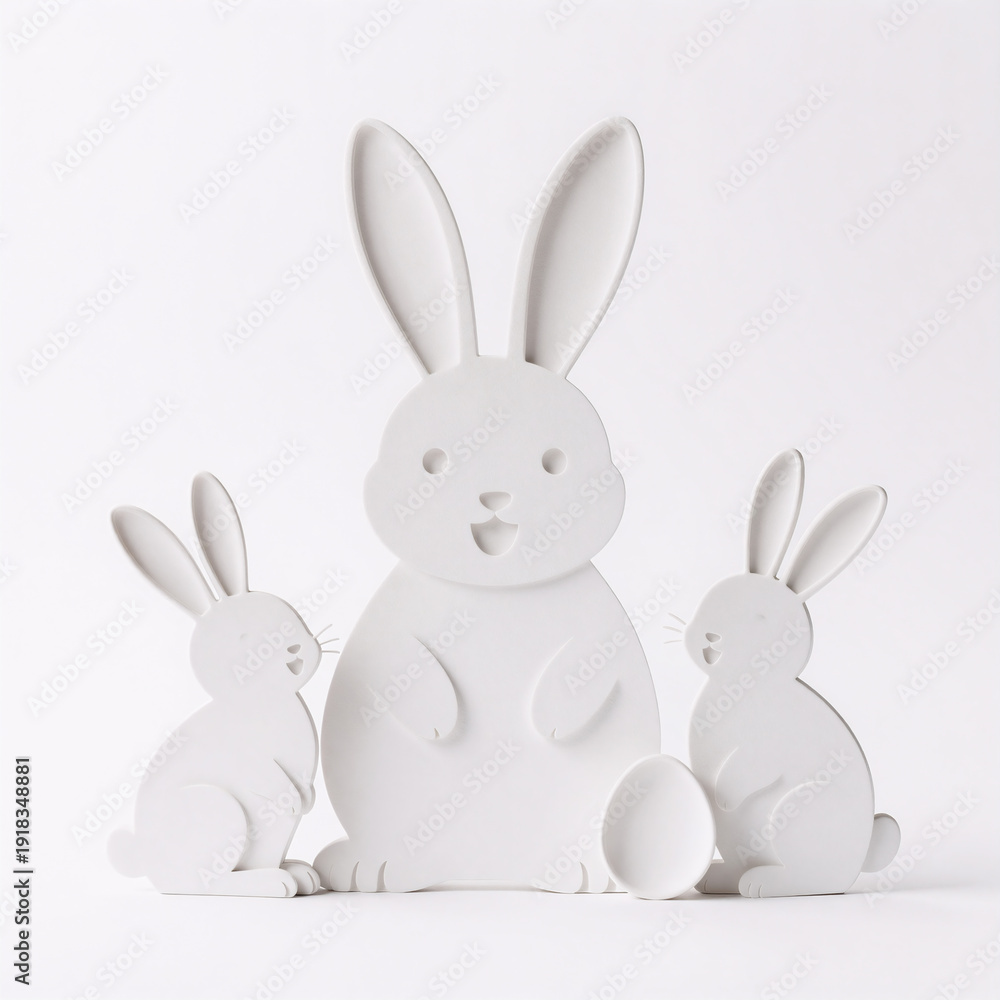 Obraz premium sci-fi, a cheerful easter design featuring silhouettes of bunny rabbits against a white background
