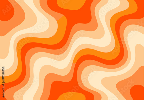 Retro Orange Wavy Abstract Seamless Pattern Background Design