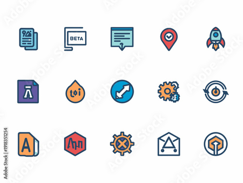 A vibrant orange and blue icon featuring the letter 'A', suitable for branding, graphic design, or representing initial concepts in a modern style. It