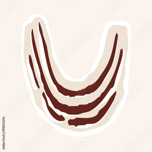 Hand drawn abstract swirl accent flourish illustration motif. Ethnic block print style line swoosh shape. Isolated flat vector editable. Decorative modern style creative decoration design element