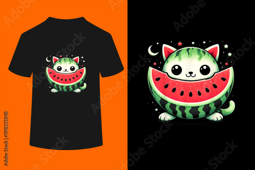 Cute Watermelon Kitty T-Shirt

