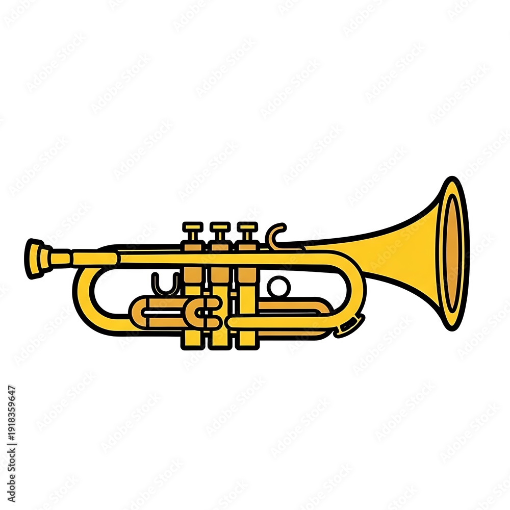 Fototapeta premium Yellow Trumpet Instrument Music Illustration.