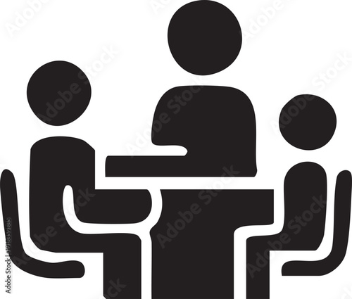 Vector illustration of a disabled man and woman sitting at a desk with a laptop, representing a business person and worker concept in a professional office job