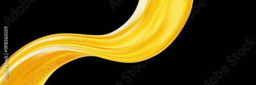 Golden wave corner shape for element with one gold wave curve ribbon.