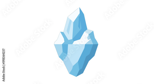 Iceberg Vector Illustration, Flat Design, Arctic Scene, Climate Change Concept, Isolated Graphic