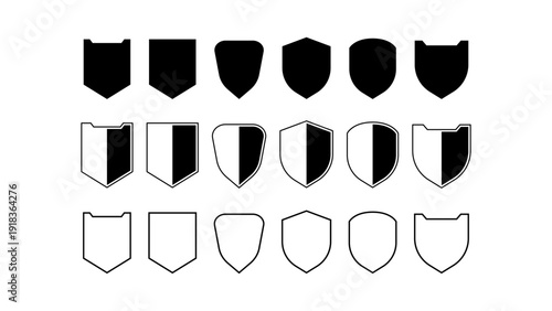 collection black shield with different style