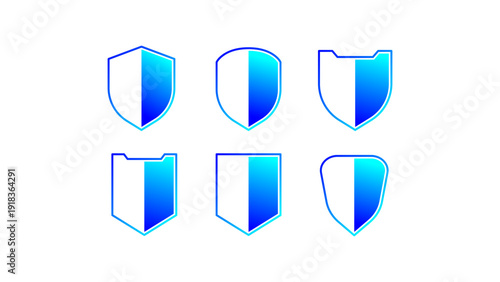 collection blue shield with different style