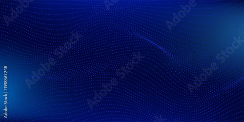 Abstract technology big data digital background. Dot blue wave light screen gradient texture background. 3d wave point fractal grid science futuristic audio visualization.Technology and science.Vector