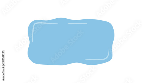 Wavy hand drawn fluid sticker rectangle shape with organic wave style. Light blue blob with doodle edge, liquid background and soft form for text, abstract memo or playful card template.