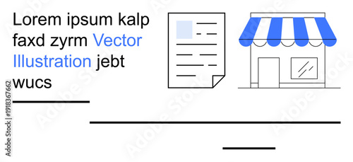 Business management, document exchange, online stores, e-commerce, digital communication, customer service. Shopfront and document illustration. Business management and document exchange concept