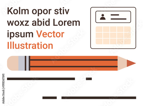 Writing, planning, scheduling, creativity, education, productivity. Pencil and text alongside a calendar icon. Writing and planning concept creative and organizational elements