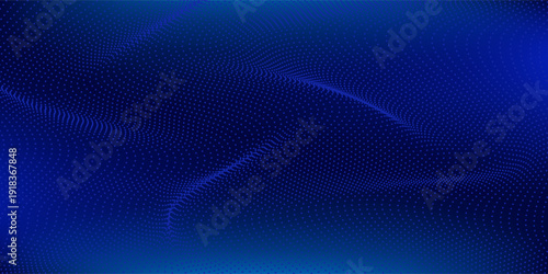 Abstract technology big data digital background. Dot blue wave light screen gradient texture background.