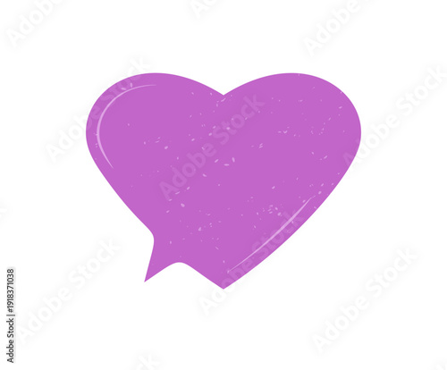 Hand drawn heart talk sticker in organic style with rough bubble texture and bold color. Conversation box for speech, comment, or message in abstract conversational format.