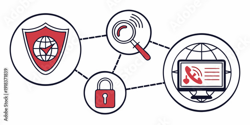 Illustration of cybersecurity measures protecting a computer system from threats
