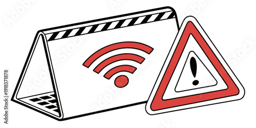 Warning sign for potential issues with wireless network connectivity.