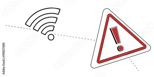A warning sign indicating potential issues with wireless network connectivity.