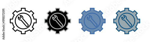 
service tool icon set multiple style collection with gear and wrench design