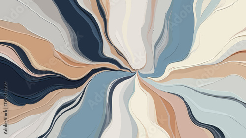 Abstract neutral swirl pattern with flowing marble texture illustration, vector, 