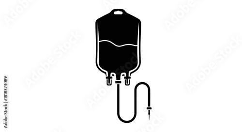 Essential healthcare vector icon illustrating an intravenous fluid bag, crucial for medical treatment, patient support, and emergency care in clinical environments