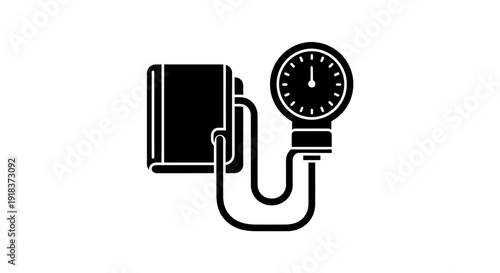 Vector illustration of a classic blood pressure monitor, an essential medical device for health monitoring and wellness checks, depicted as a simple silhouette