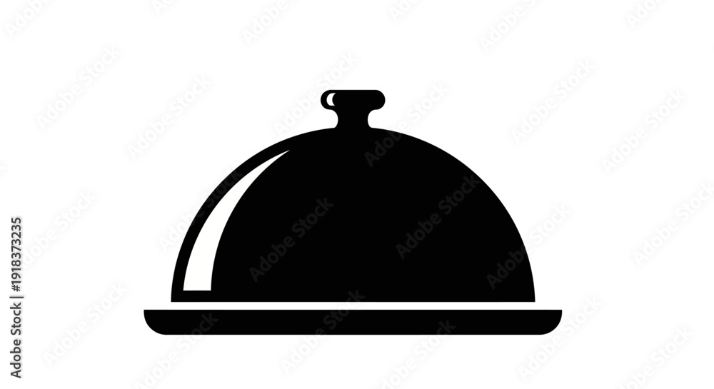 Obraz premium A Black Silhouette Icon of a Food Cloche, Representing a Covered Dish or Meal Service, Often Used in Culinary or Restaurant Contexts