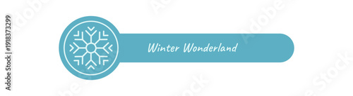 Winter label with blue icy snow flake and line ornament. Snowflake seal for package or box lid, christmas element in a flat illustration style, ideal for seasonal cold product branding.