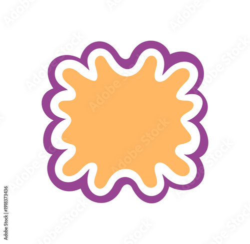 Groovy retro wavy bubble shape border in cartoon graphic style with bold abstract form and orange color. Funky graphic border looks like a playful y2k frame. Modern background brings a unique and