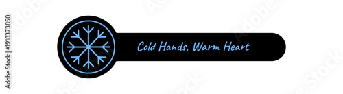 Outline snow flake stands as frosty ornament near a blue and black round seal label. Winter and christmas feel, icy element creates cold accent for box or package, ideal for seasonal delivery festive