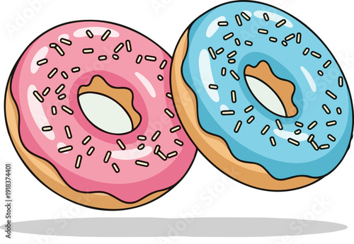 Minimal Fried Donut Illustration on Pink Background