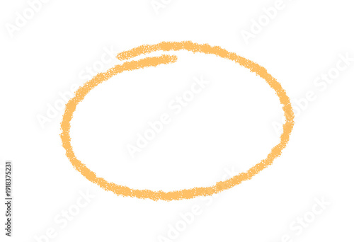 Round chalk contour frame forms an orange sketch circle. Rough crayon label with blank box acts as a unique badge. Textbox element offers empty background for text and creative card layout.
