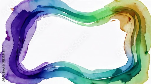 Colorful Abstract Frame Loop with Rainbow Watercolors.