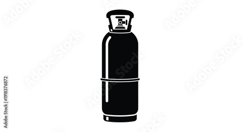 A black and white illustration of a pressurized gas cylinder