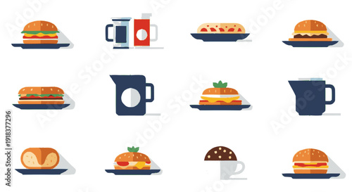 Illustrations depicting various stages of Islamic prayer (Salat) with Muslim men, women, and children praying in groups, showing different postures.