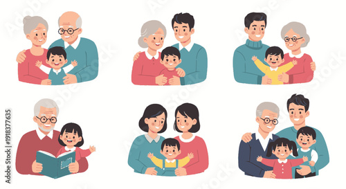 Happy Multigenerational Family Moments Grandparents and Grandchildren