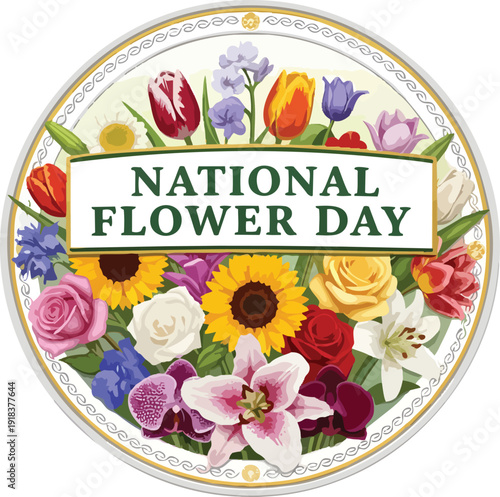 National Flower Day Floral Arrangement Circle.