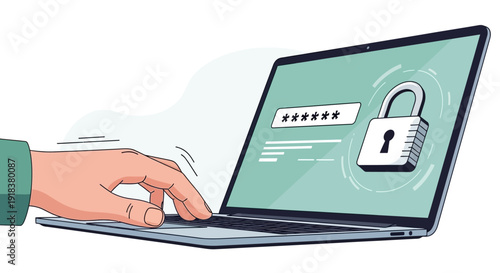 Secure Laptop Login with Password and Lock Icon.
