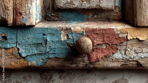 Wallpaper Mural Close-up of weathered, flaking paint on wooden surface with knob Torontodigital.ca