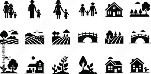 Rural landscape icons