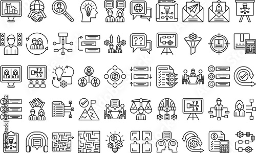 Professional Business Management and Corporate Workflow Icon Set