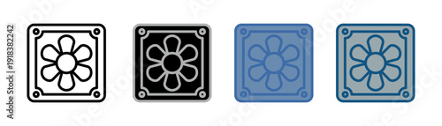 
cooling system icon set multiple style collection with cooling fan design