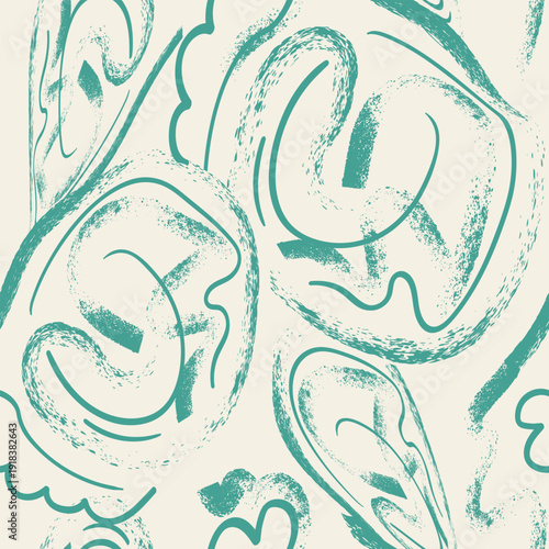 Abstract Organic Line Seamless Pattern with Textured Brush Strokes