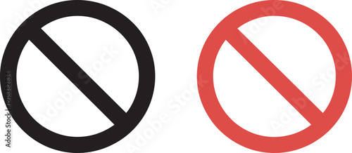 black and red forbidden signs on white background