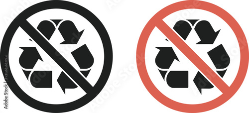 no recycling signs  black and red icons