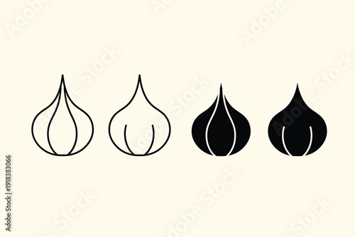 Onion vegetable food icon set.