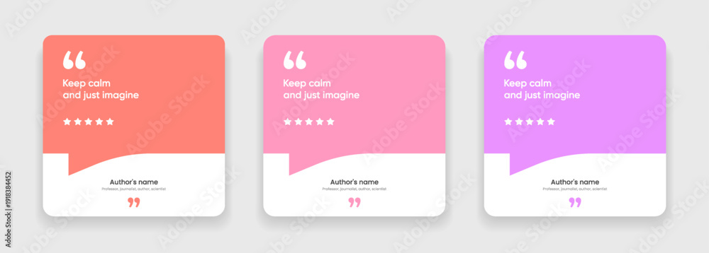 Obraz premium 3D bubble testimonial banner, quote, infographic. Social media post template designs for quotes. Empty speech bubbles, quote bubbles and text box. Vector Illustration EPS10.