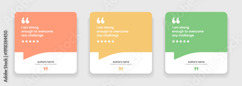 3D bubble testimonial banner, quote, infographic. Social media post template designs for quotes. Empty speech bubbles, quote bubbles and text box. Vector Illustration EPS10.