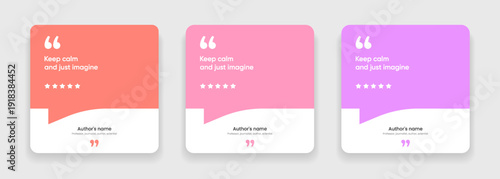 3D bubble testimonial banner, quote, infographic. Social media post template designs for quotes. Empty speech bubbles, quote bubbles and text box. Vector Illustration EPS10.