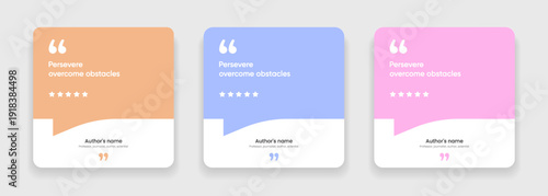 3D bubble testimonial banner, quote, infographic. Social media post template designs for quotes. Empty speech bubbles, quote bubbles and text box. Vector Illustration EPS10.