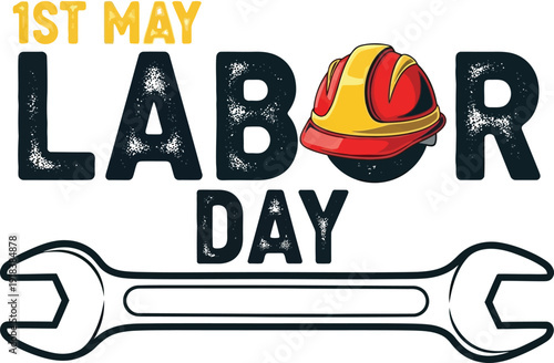 Labor day celebration with construction worker symbolism