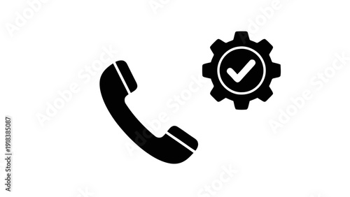Vector illustration of customer support service settings gear and phone receiver icon vector illustration on a transparent background